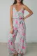 Floral None V Neck Shift Casual Jumpsuits