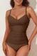 Wrapped V Neck Adjustable Straps Cut-Out Tankini Top