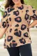 Leopard Round Neck Shift Casual Plus Size T-Shirts