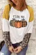 Pumpkin Leopard Twisted Colorblock Round Neck Shift Casual Long Sleeve Top