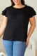Plus Size Solid Color Ruffled Short Sleeve Top