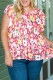 Floral Ruffle Round Neck Shift country Plus Size Blouse