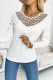Floral Crochet Neck Detail Long Sleeve Top