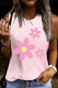 Spring Pink Floral Graphic Round Neck Casual Tank Tops
