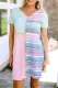 Color Block Stripe Knit Patchwork A-line Dress