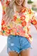 Floral Print Frilled Long Puff Sleeve Blouse