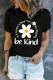 Floral Be Kind Letter Round Neck Casual T-Shirts