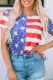 American Flag Striped Stars Decoration Cut-out Round Neck Sheath Basic T-Shirts