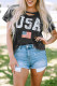 USA American Flag Decoration Round Neck Shift Casual T-Shirts