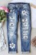 Daisy Floral Graphic Casual Ripped Jeans