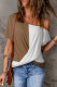 Solid Colorblock Off the Shoulder Shift Casual T-Shirts