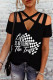 Checkerboard Plaid Car Off the Shoulder Shift Casual T-Shirts