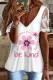 Be Kind Floral Lace V Neck Casual T-Shirts