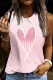 Ombre Plaid Heart-shaped Graphic Round Neck Shift Casual Tank Tops