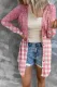 Pink Plaid Gradient Shift Casual Cardigans