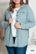Plus Size Ripped Corduroy Shirt Jacket with Pockets