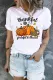 Pumpkin Fruits & Plants Letter Round Neck Shift Casual T-Shirts