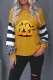 Halloween Leopard Striped Colorblock V Neck Shift Casual Blouse