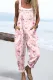 Spring Floral Graphic Double Pocket Casual Overall Jumpsuit