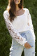 Crochet Lace Sleeve Ribbed Knit Sweater