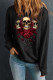 Halloween Skull Rose Graphic Round Neck Casual Sweatshirts
