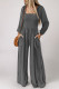 Shirred Squarecollar Fit and Flare Elegant Jumpsuits
