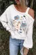 Painting Floral Graphic Cold Shoulder Asymmetrical Neck Casual Blouse