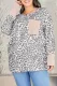 Plus Size Waffle Knit Patchwork Long Sleeve Henley Top