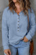 Plus Size Corded Long Sleeve Collared Henley Top