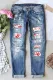 Sky Blue Halloween Blood Casual Ripped Jeans