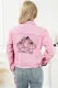WEAR Pink Plaid Pumpkin Graphic Pocket Shirtcolla Shift Basic Denim Jackets