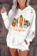 Abstract Pumpkin Graphic Ripped Hooded Sweatshirt with Kangaroo Pocket