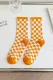 Orange Plaid Checkerboard Socks