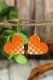 Orange Plaid Ombre Hook Love heart Earrings