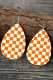 Orange Plaid Checker Earrings