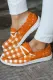 Plaid Orange Flats Canvas Shoes