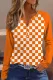 Plaid Round Neck Casual Tops