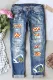 Sky Blue American Football Ripped Casual Jeans