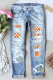 Light Blue-2 American Football Ripped Casual Jeans