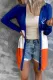 Color Block Open-Front Buttons Cardigan