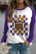 American Football Purple Gold Letter Plaid Checkerboard Sweatshirts