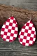 Checkerboard Red Plaid Graphic Drop Earrings