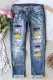American Football Purple Yellow Shift Casual Ripped Jeans
