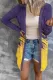 American Football Purple Gold Letter Shift Casual Cardigans
