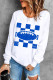 Blue Football Checkerboard Round Neck Shift Casual sweatshirt