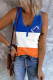 American Football Striped V Neck Casual Tank Tops