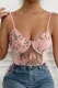 Embroidered Butterfly Side Tie Mesh Bustier Bralette
