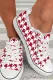 Red Houndstooth Flats Canvas Shoes