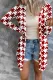 Red Houndstooth Shift Casual Cardigans