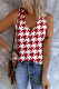 Houndstooth V Neck Casual Tank Tops